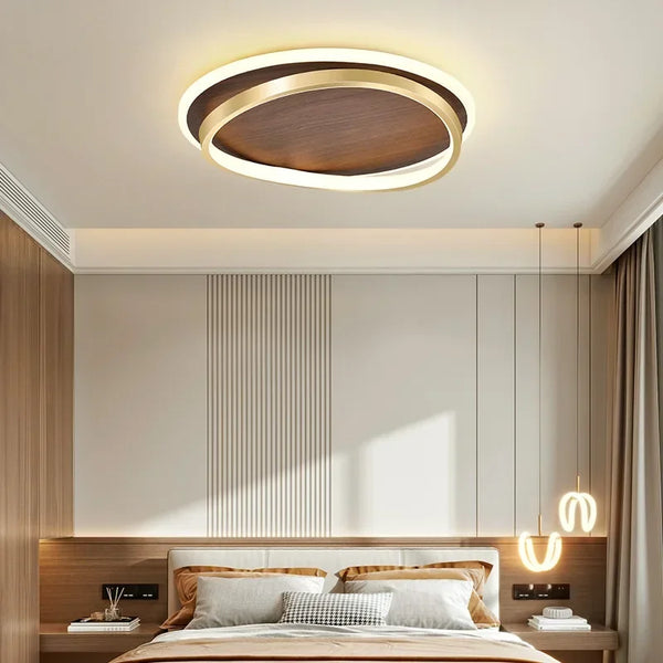 Plafonnier LED en bois de noyer pour chambre – Ciralux