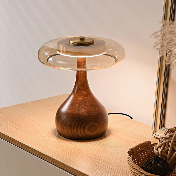 Lampe de Bureau en Bois et Verre Cuivré pour Chambre – Maderique