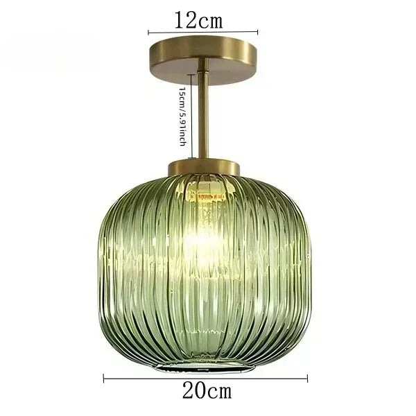 Plafonnier en verre strié rétro pour salon et couloir – Crescianea
