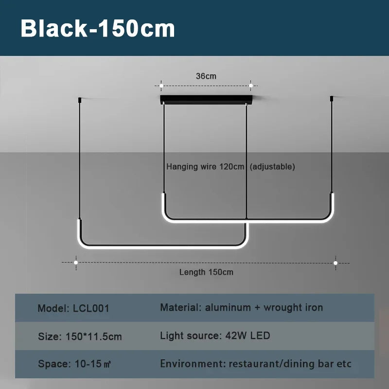 Suspension LED moderne noire et dorée pour salon – Thalion