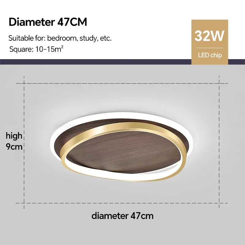 Plafonnier LED en bois de noyer pour chambre – Ciralux