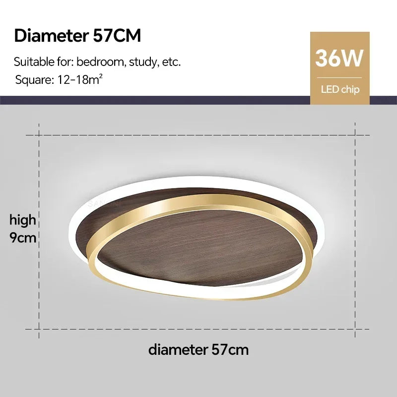 Plafonnier LED en bois de noyer pour chambre – Ciralux