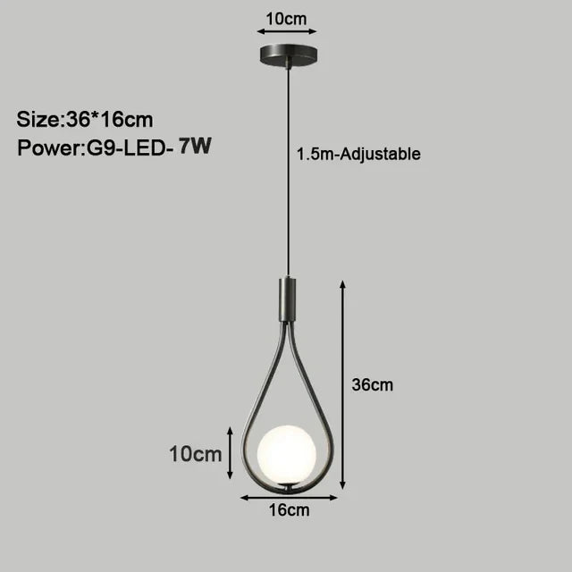 Suspension en verre givré noire pour chambre – Novaline