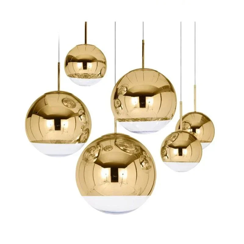 Minimalistische Hanglamp in Verguld Glas voor Restaurants – Alvearelia