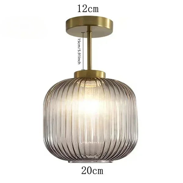 Plafonnier en verre strié rétro pour salon et couloir – Crescianea