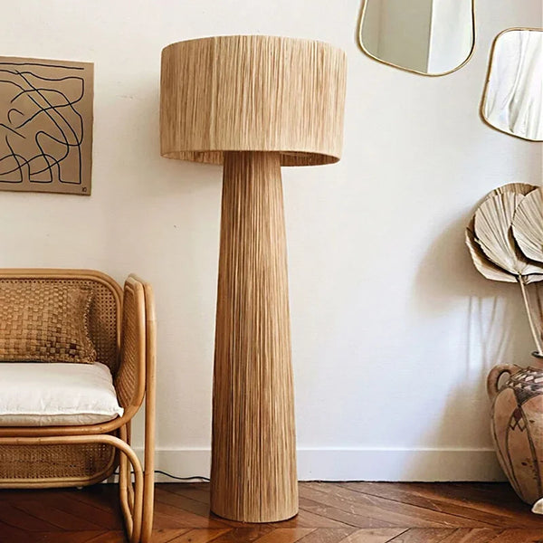 Lampe de sol en osier tressé style japonais – Kansora