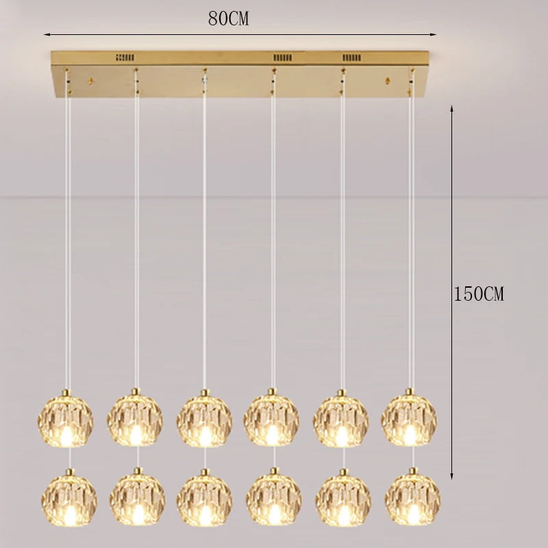 Suspension cristal moderne pour salon – Crystalline
