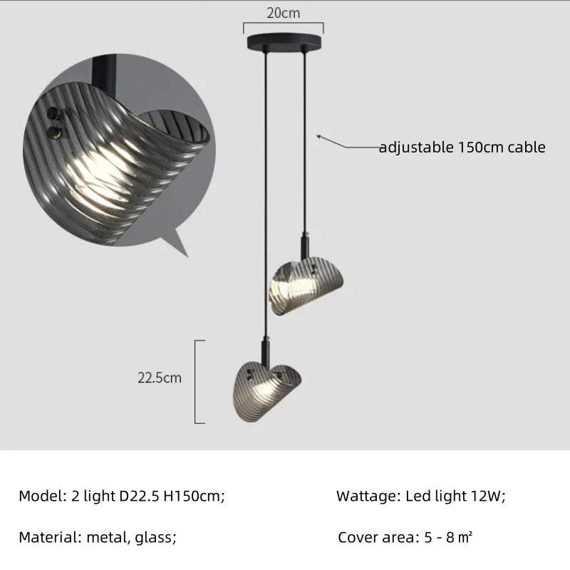 Suspension en verre fumé gris pour salle à manger – Orvelia