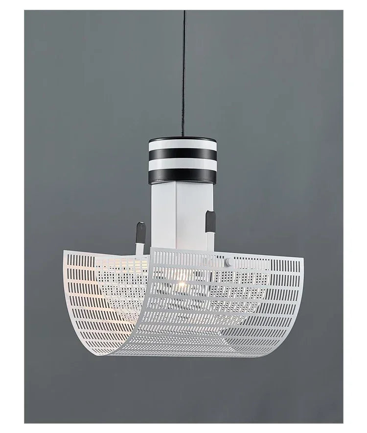 Moderne Hanglamp in Zwart en Wit Metaal voor Woonkamer – Zébrano