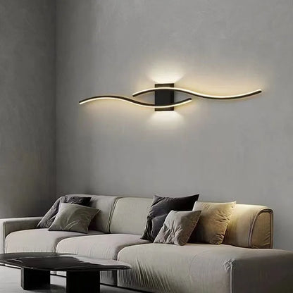 Applique murale Wave design ondulé avec diffuseur acrylique blanc et structure fer laqué - vue 5