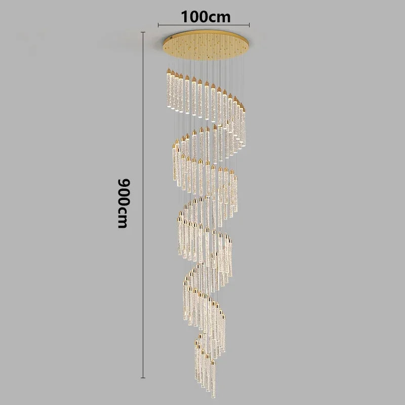 Lustre Rotatif en Cristal Doré pour Grand Espace – Célestarion