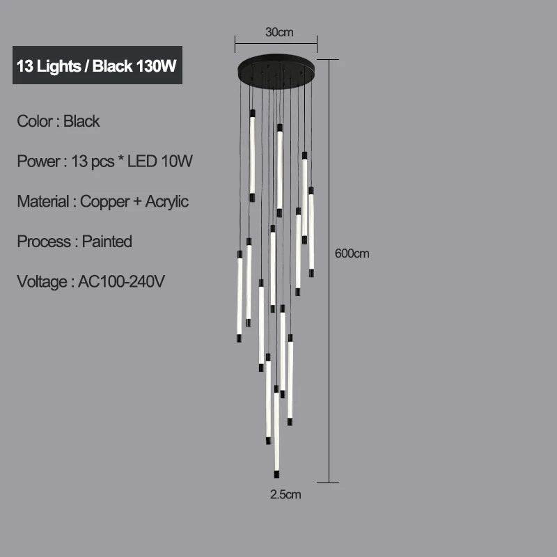 Lustre Escalier en Cuivre pour Villas et Hôtels – Célestine