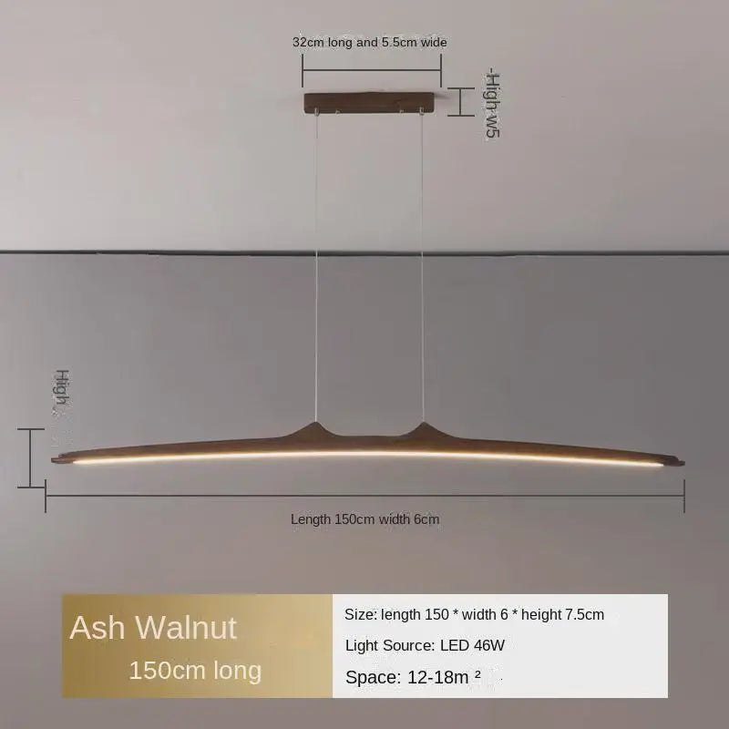 Suspension minimaliste en noyer pour salle à manger – Armonique