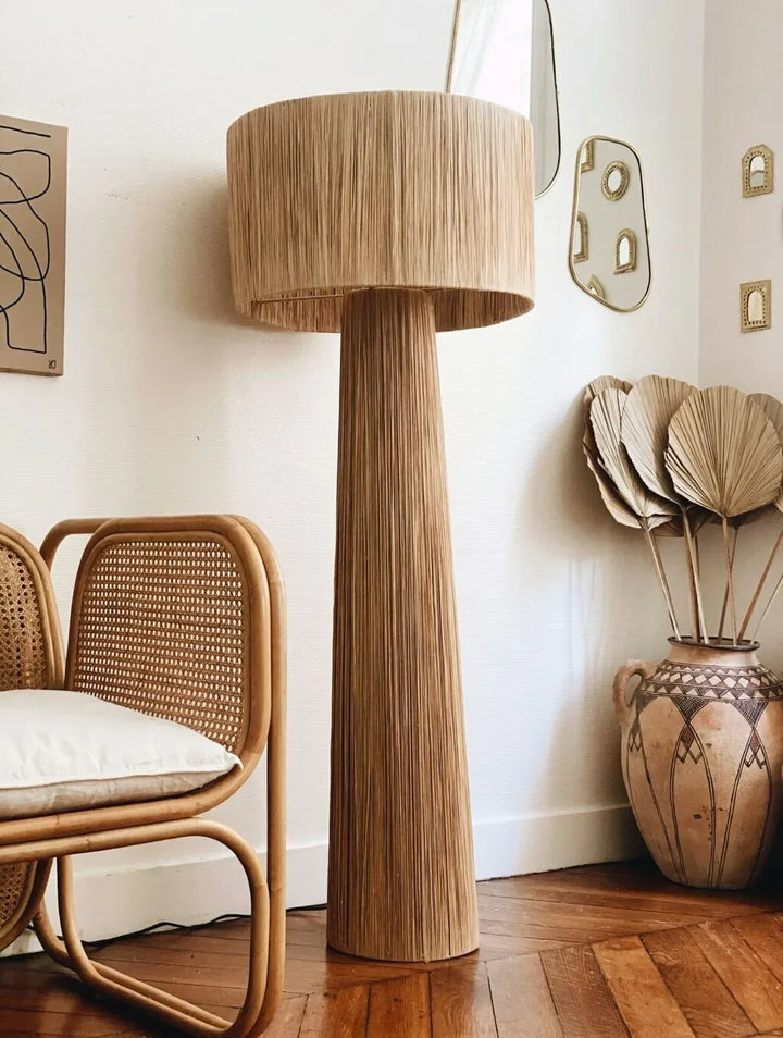 Lampe de sol en osier tressé style japonais – Kansora