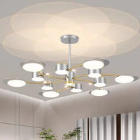 Lustre LED moderne en aluminium doré pour salon – Alumoria