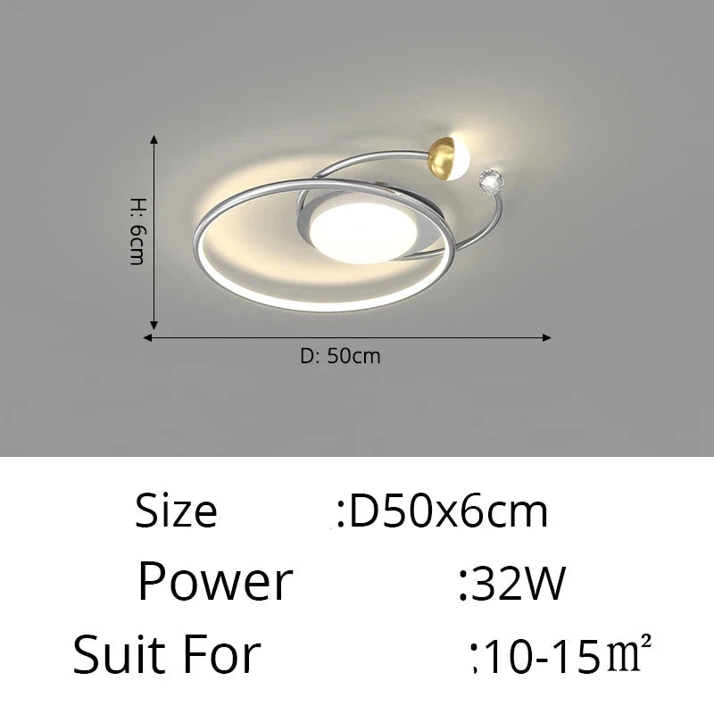 Lustre LED moderne en aluminium doré pour salon – Alumoria