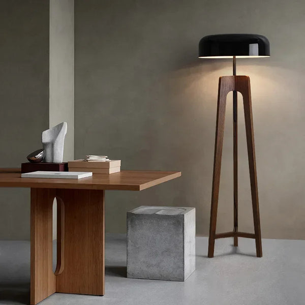 Wood and chrome floor lamp for living room – Armoniele