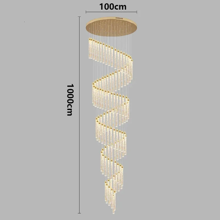 Lustre Rotatif en Cristal Doré pour Grand Espace – Célestarion