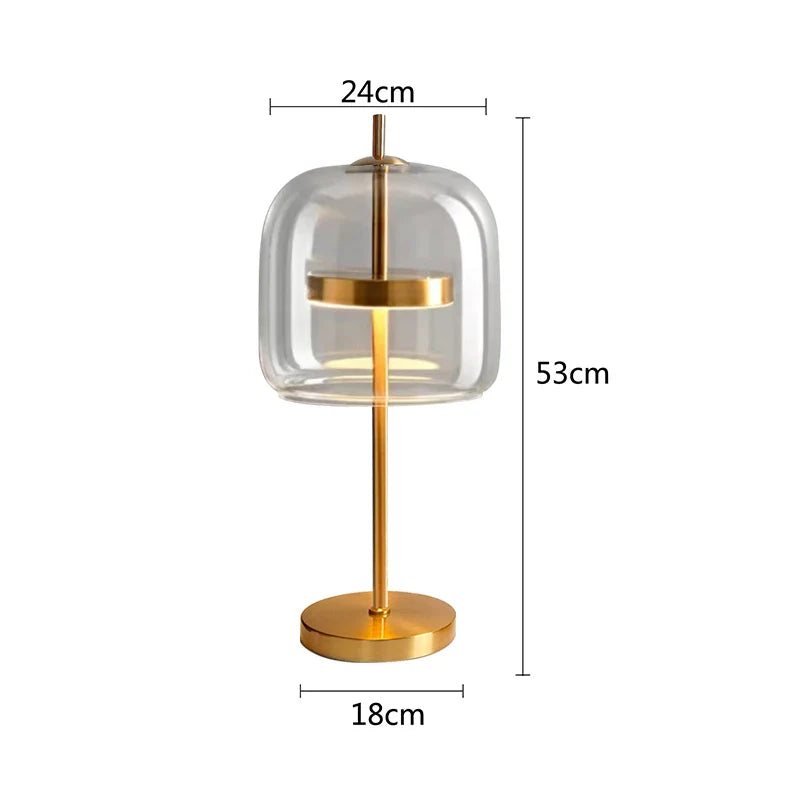Lampe de chevet moderne Xiumis globe en verre et base métal doré brossé - vue 11