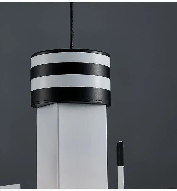 Moderne Hanglamp in Zwart en Wit Metaal voor Woonkamer – Zébrano