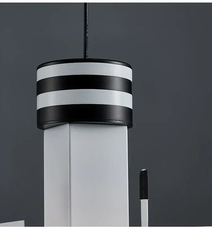 Moderne Hanglamp in Zwart en Wit Metaal voor Woonkamer – Zébrano