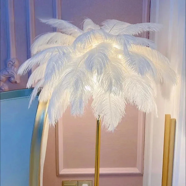Lámpara de pie con plumas de avestruz estilo nórdico – Armonise