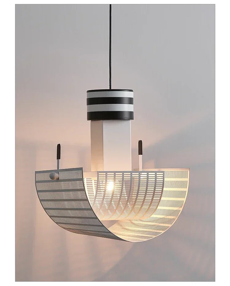 Moderne Hanglamp in Zwart en Wit Metaal voor Woonkamer – Zébrano