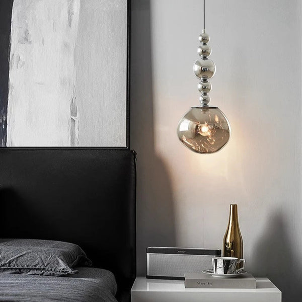 Chrome metal designer pendant light for bedrooms – Mirelvio