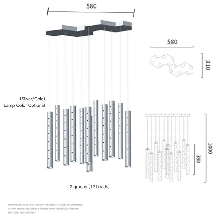 Lustre LED Moderne en Acier Brossé pour Salon – Séraphine