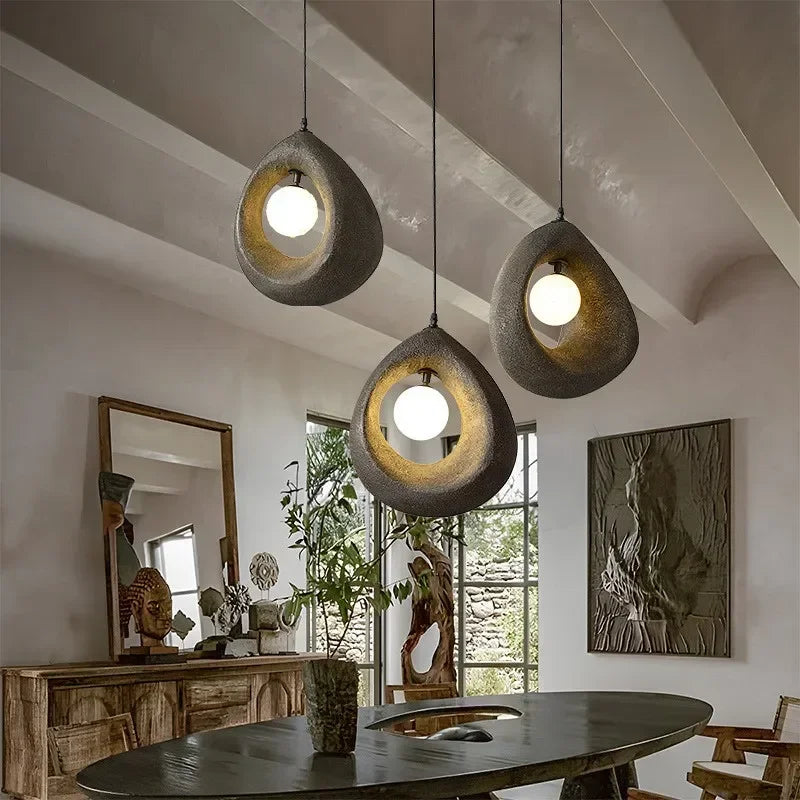 Rustgevende Hanglamp Wabi-Sabi Stijl Keiselvorm – Keizenlicht