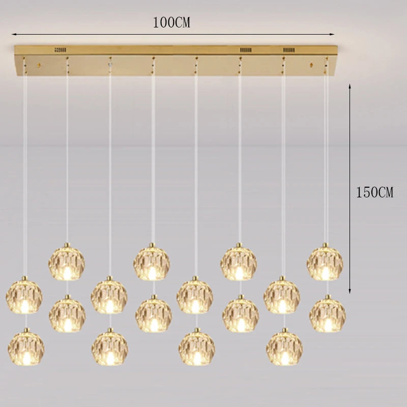 Suspension cristal moderne pour salon – Crystalline