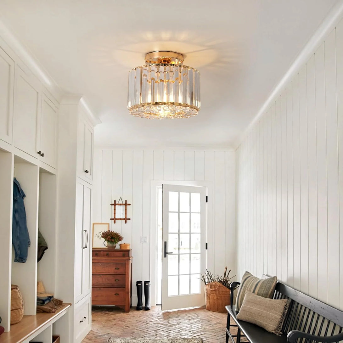 Plafonnier Cristal Doré Contemporain – Seraphine