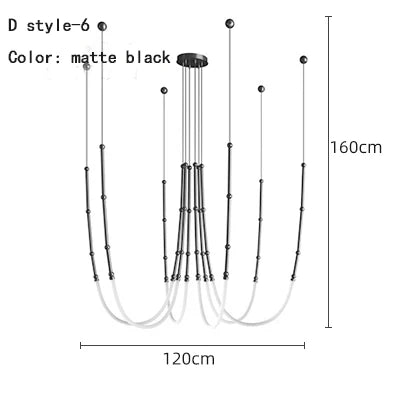 Lustre en métal noir pour salon – Curvella