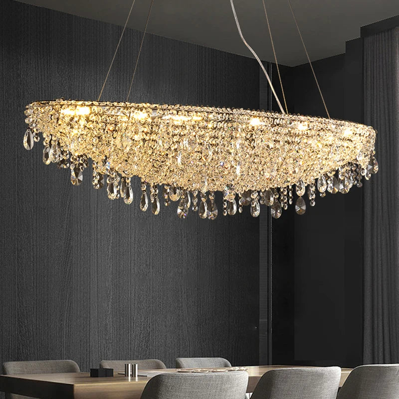 Hedendaagse kristallen hanglamp voor woonkamer – Crystarène