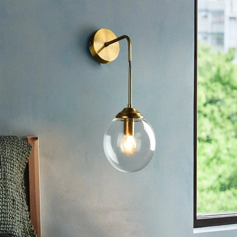 Wall Sconce Velix glass globe and electroplated metal - view 6
