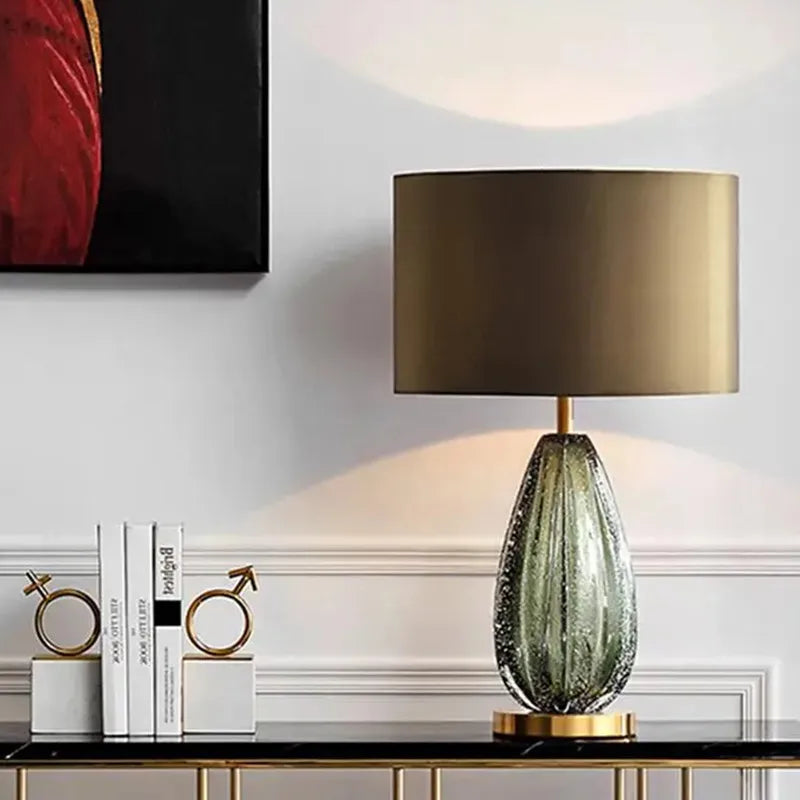 Ulmos Bedside Lamp in Artisanal Fluted Glass and Gilded Metal Vintage Design - View 8