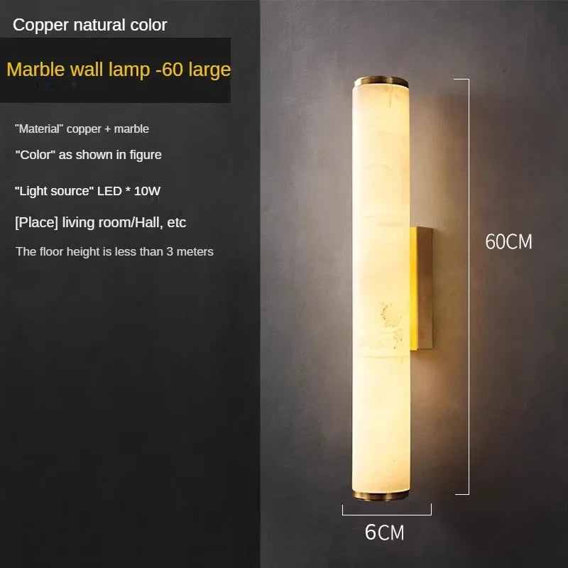 Applique murale minimaliste en cuivre et marbre pour salon – Marmoria