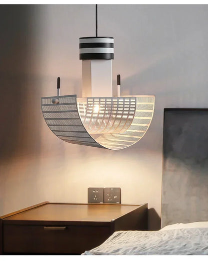 Moderne hanglamp in zwart en wit metaal voor woonkamer – Zébrano