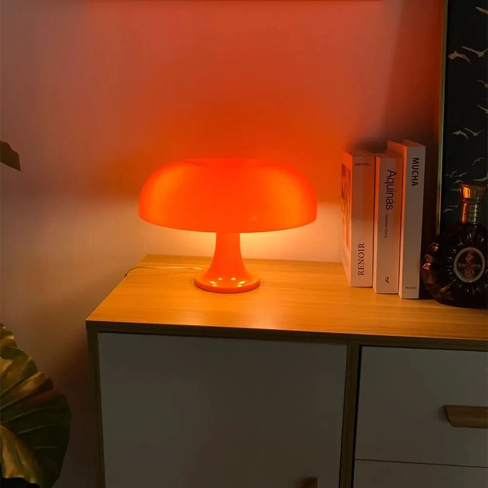 Lampe de table design forme champignon Fungo en ABS blanc ou orange - vue 5