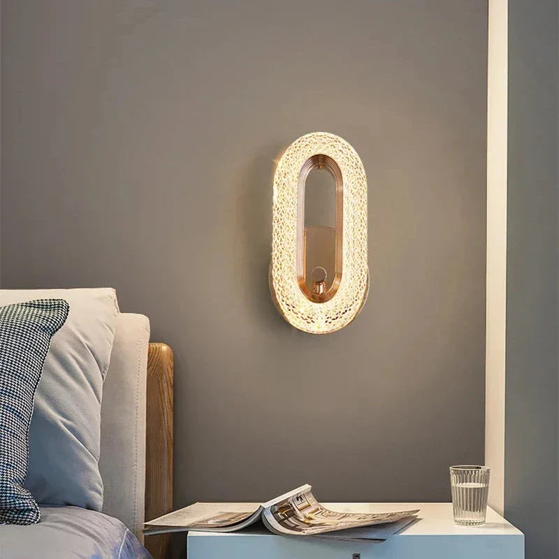 Applique murale directionnelle Ovalia design minimaliste dorée avec diffuseur acrylique - vue 11