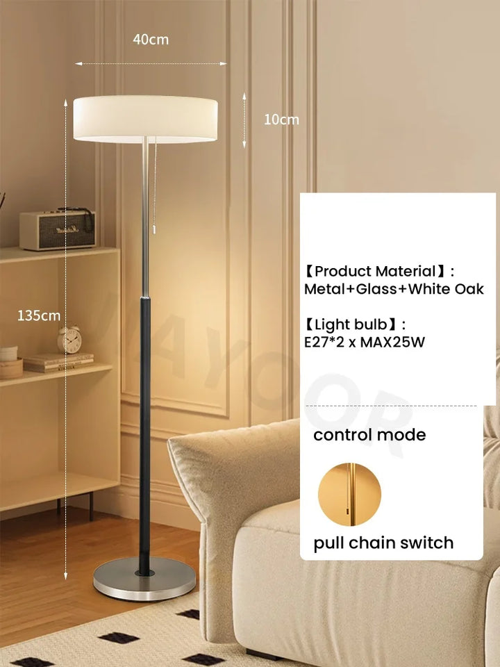 Lampe sur pied en verre et bois pour salon – Armonille