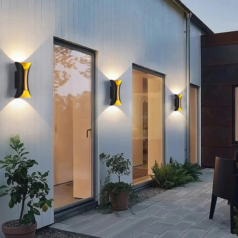 Applique murale extérieure directionnelle Nexa design bicolore noir et doré avec technologie COB - vue 4