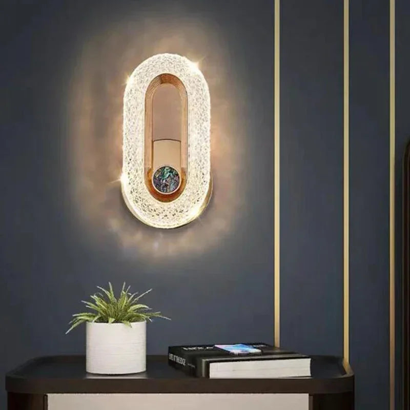 Applique murale directionnelle Ovalia design minimaliste dorée avec diffuseur acrylique - vue 7