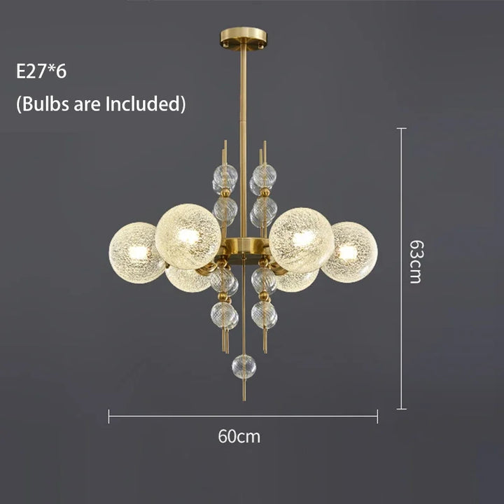 Suspension en acier poli et verre doré pour salon et cuisine – Aurelice
