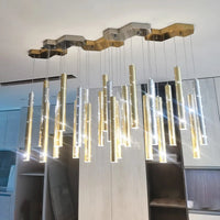 Lustre LED Moderne en Acier Brossé pour Salon – Séraphine