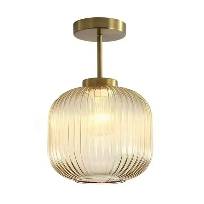Retro plafondlamp van geribd glas voor woonkamer en gang – Crescianea