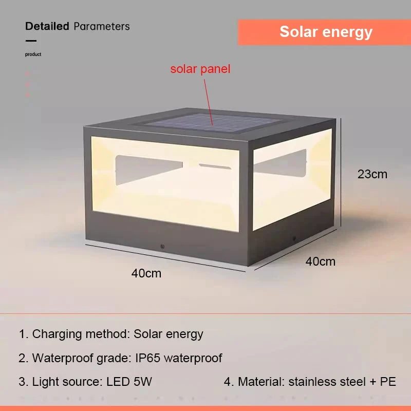 Lampe solaire extérieure en acier inoxydable – Solarique