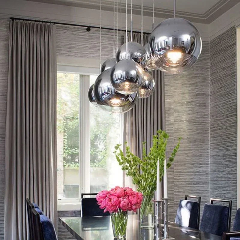 Minimalistische Hanglamp in Verguld Glas voor Restaurants – Alvearelia