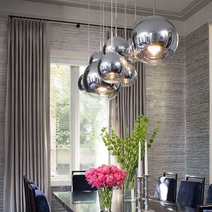 Minimalistische Hanglamp in Verguld Glas voor Restaurants – Alvearelia