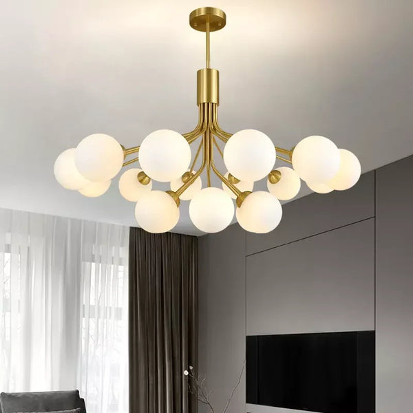 Lustre Moderne en Fer avec Verre Givré pour Salon – Orielis